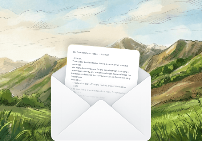 Auto-drafted follow-up email preview