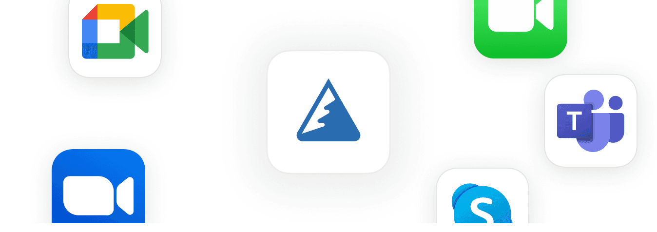 Platform logos: Zoom, Teams, Google Meet, Skype and more